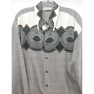 Bertelli Mens XL Long Sleeve Button Down Shirt Geometric Chain Medusa Buttons